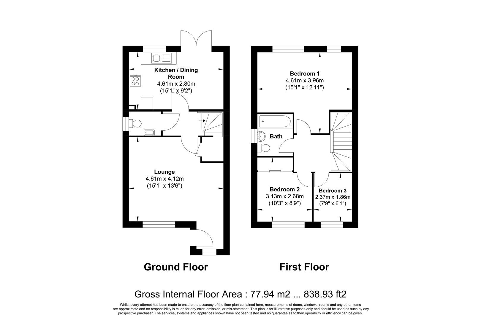 Floorplan of 3 bedroom Property for sale, Eastwood, Nottinghamshire, NG16