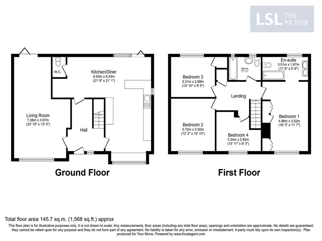 Floorplan of 4 bedroom  Property for sale, Deal, Kent, CT14