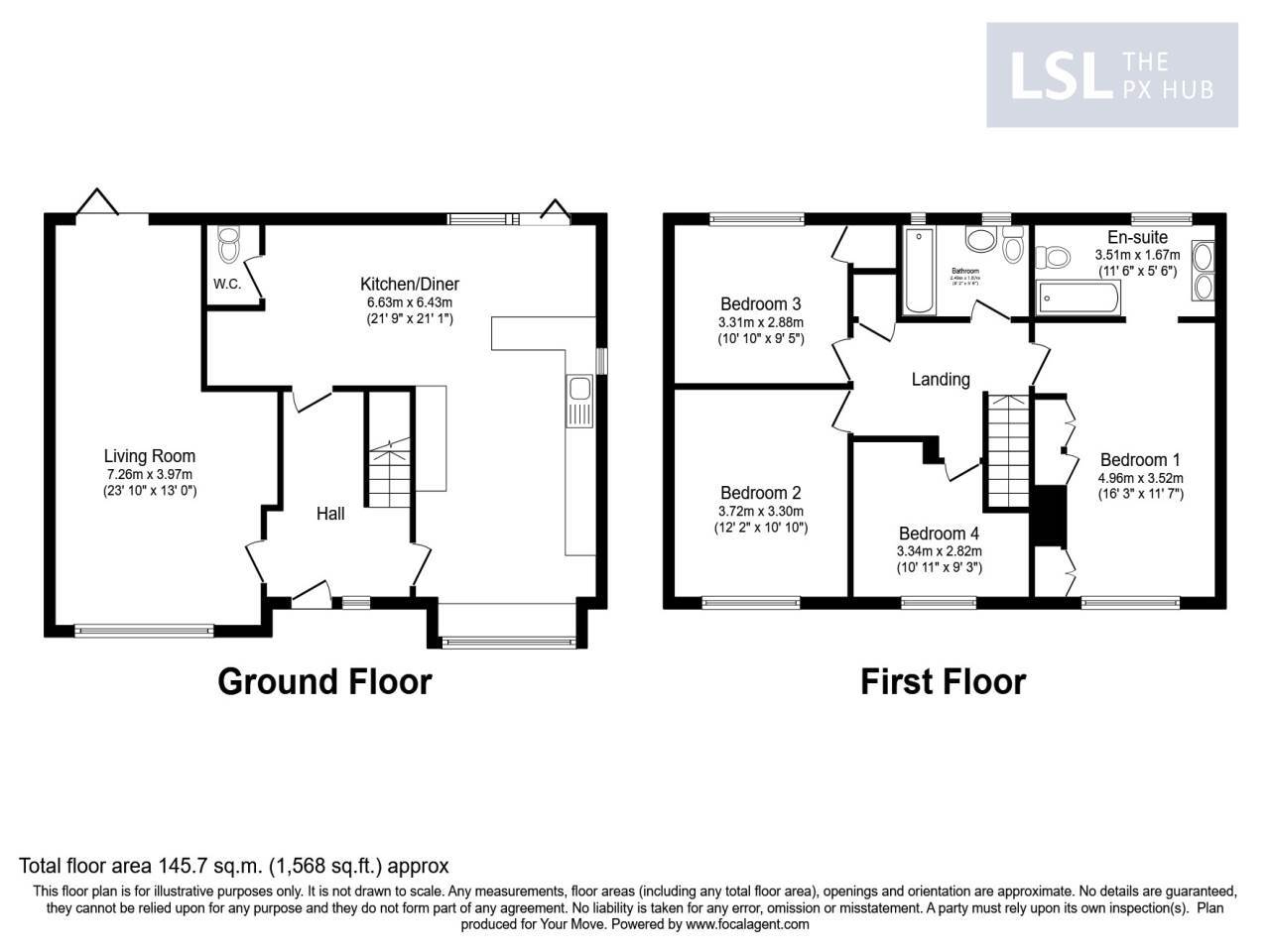 Floorplan of 4 bedroom  Property for sale, Deal, Kent, CT14