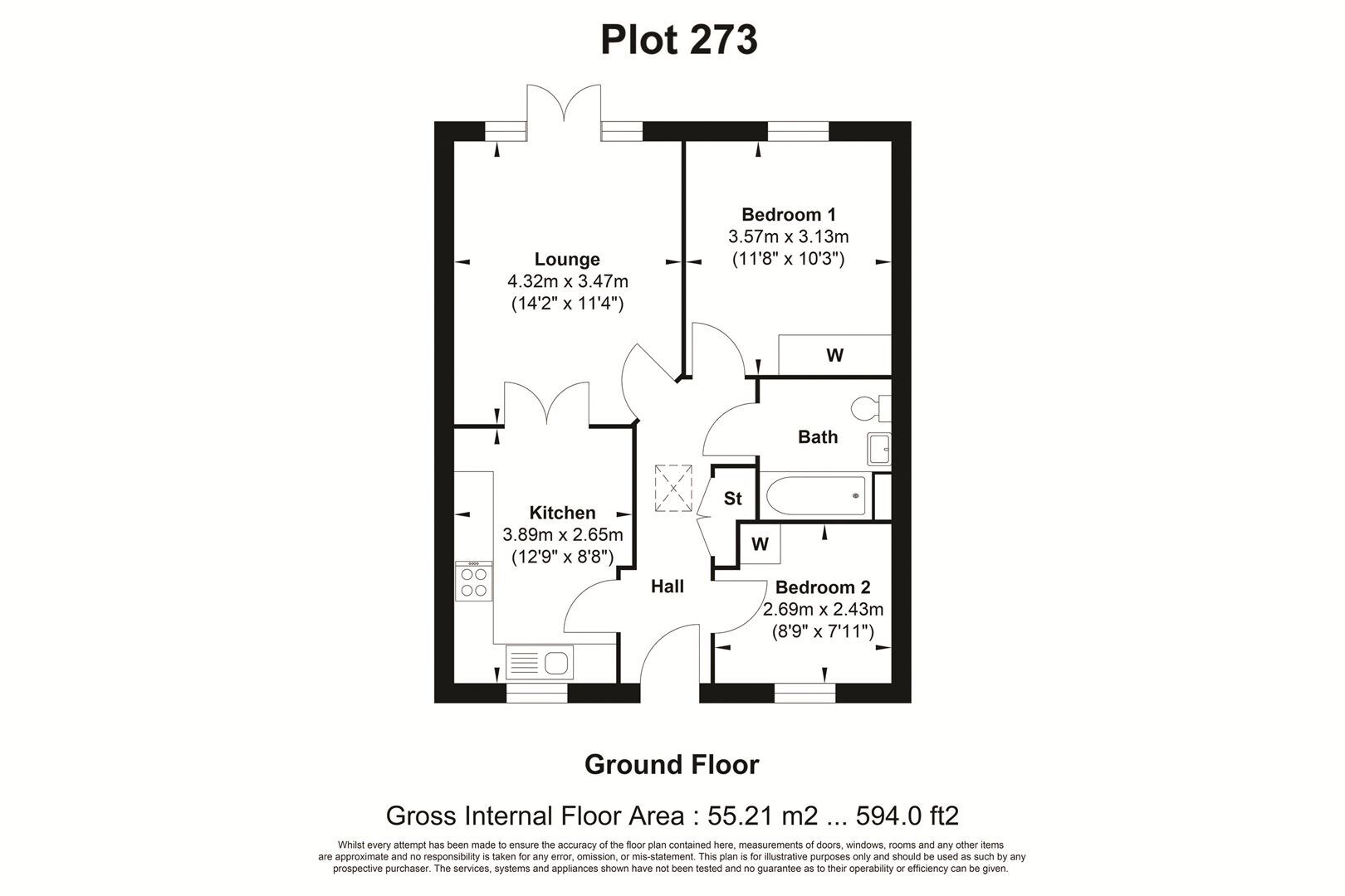 Floorplan of 2 bedroom Property for sale, Towcester, Northamptonshire, NN12