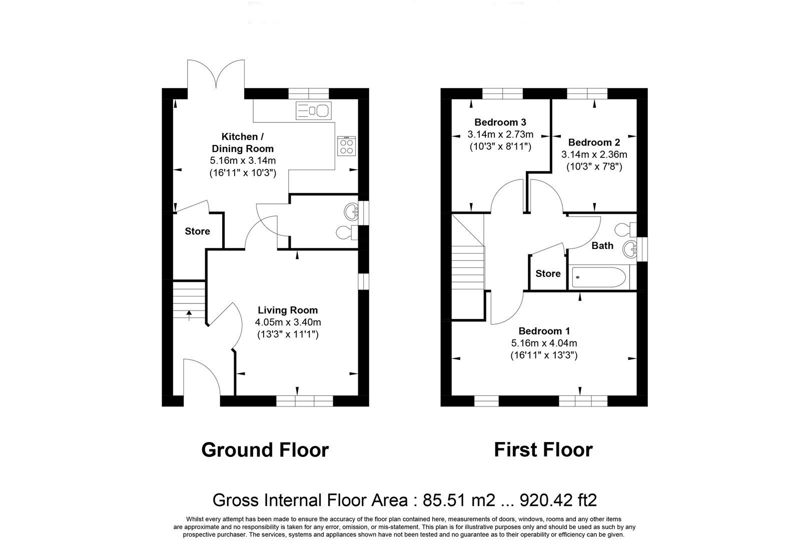 Floorplan of 3 bedroom Property for sale, Stone Cross, Westham, BN24