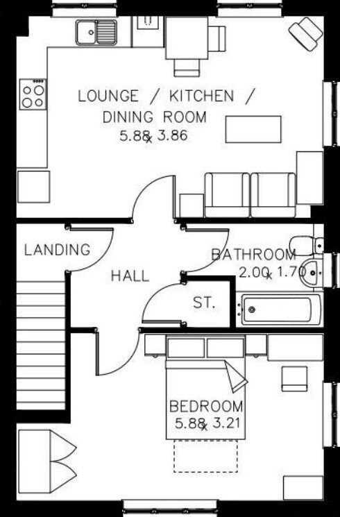 Floorplan of 1 bedroom  Property for sale, Manston, Ramsgate, Kent, CT12
