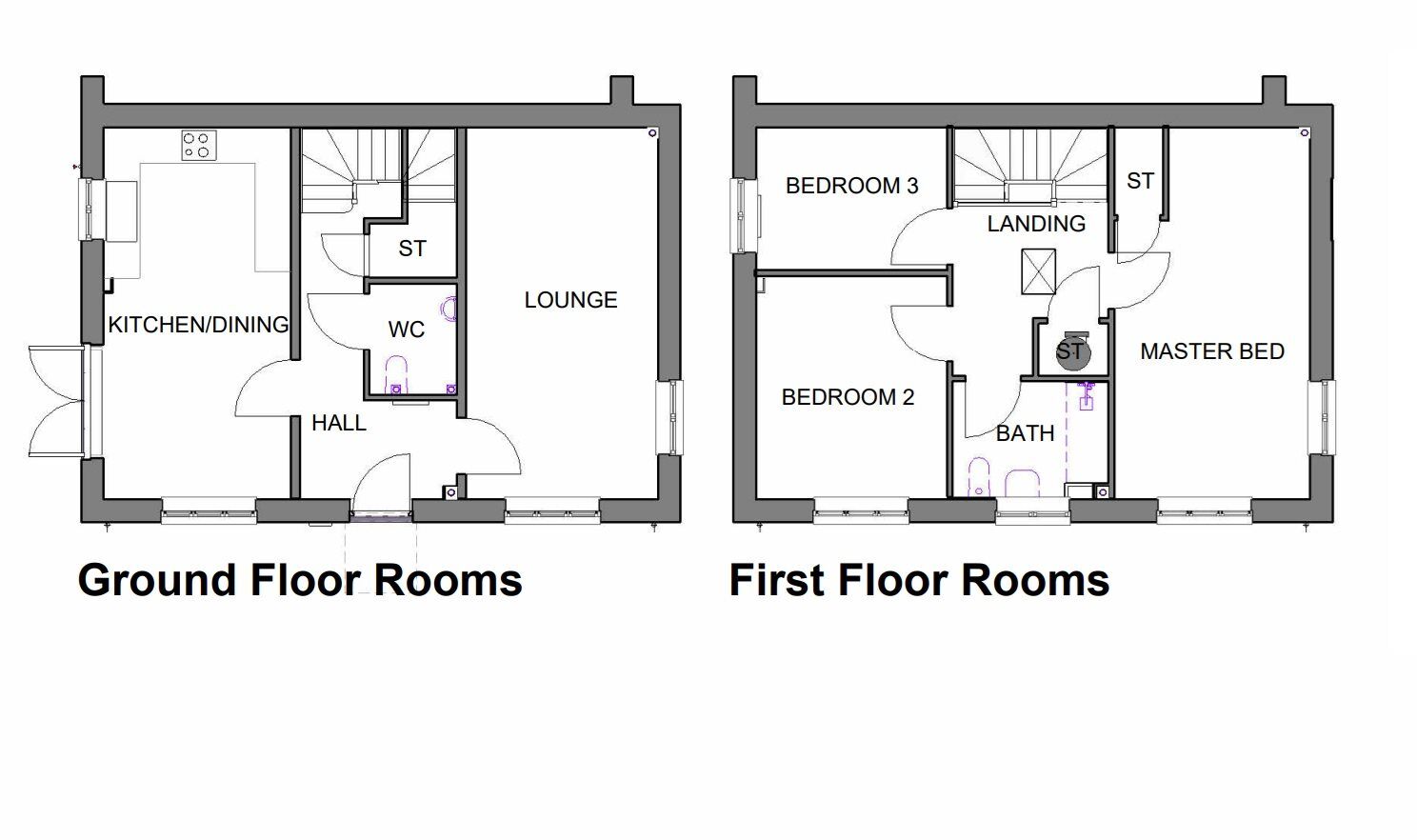 Floorplan of 3 bedroom  Property for sale, off London Road, Markfield, Leicestershire, LE67