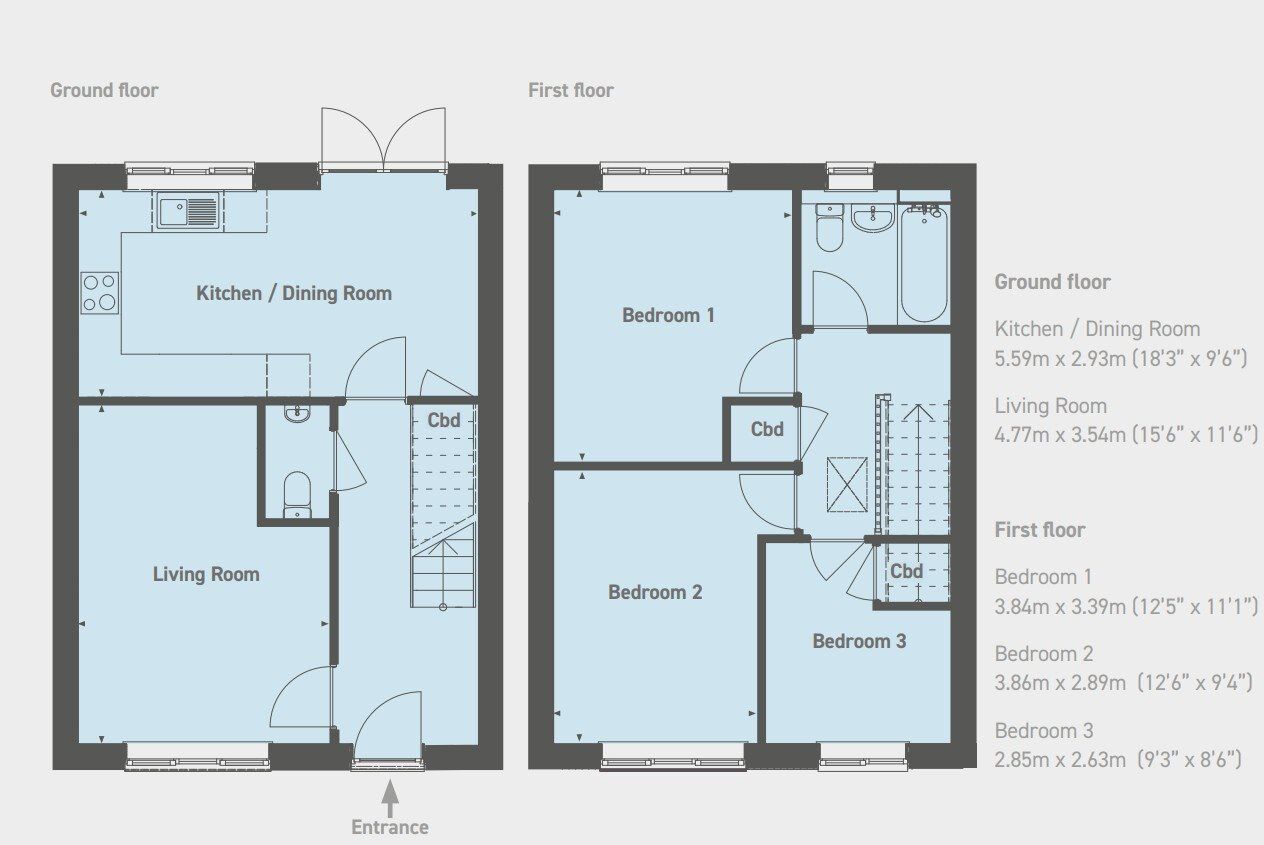 Floorplan of 3 bedroom  Property for sale, Broomhill, Worcester, Worcestershire, WR5