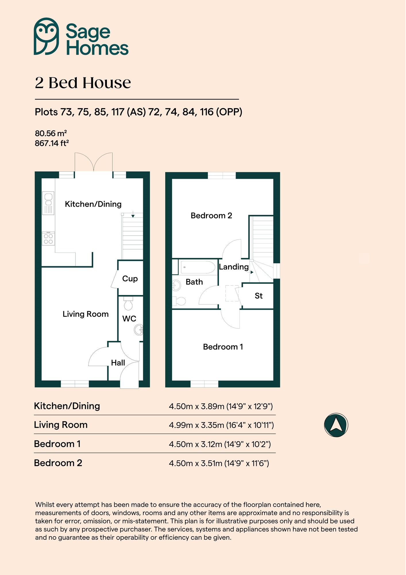 Floorplan of 2 bedroom Property for sale, Red Lodge, Bury St Edmunds, Suffolk, IP28