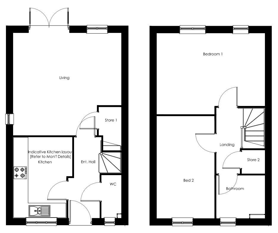 Floorplan of 2 bedroom Property for sale, Abbotsham, Bideford, EX39
