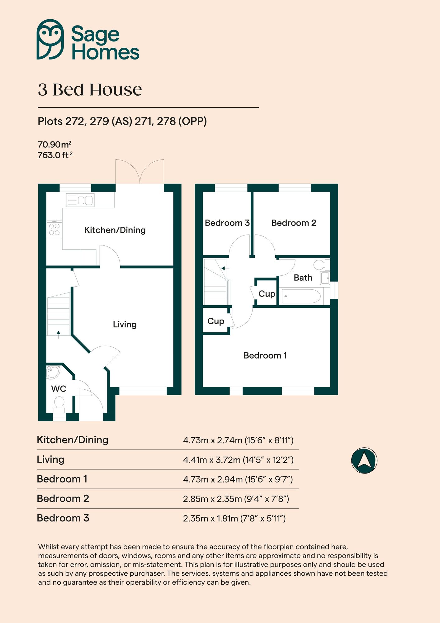 Floorplan of 3 bedroom  Property for sale, Fleckney, Leicester, Leicestershire, LE8