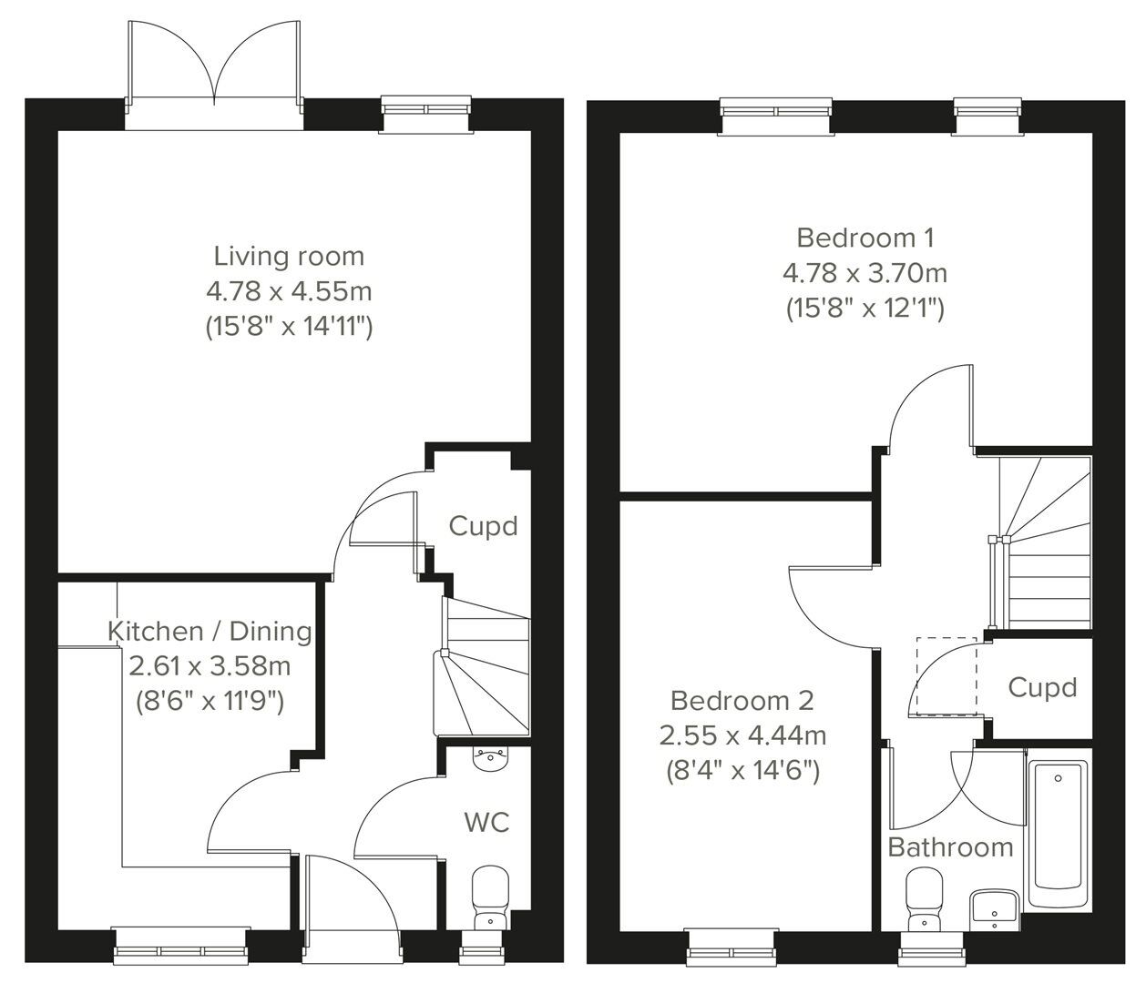 Floorplan of 2 bedroom  Property for sale, Abbotsham, Bideford, EX39