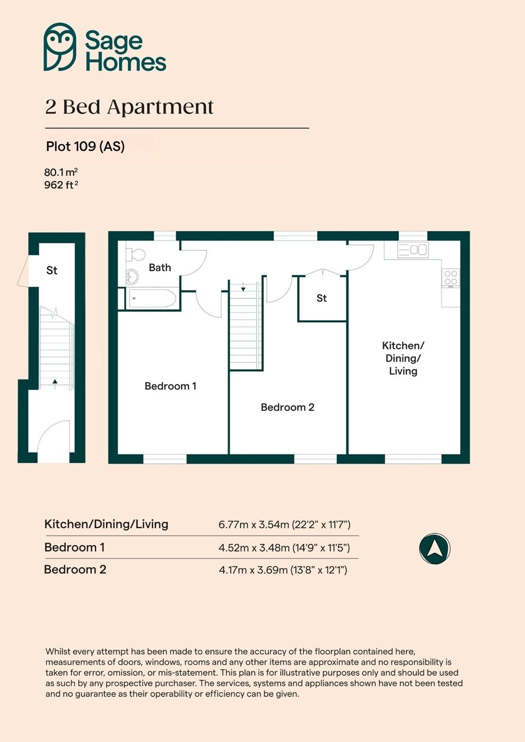 Floorplan of 2 bedroom Property for sale, Hassocks, West Sussex, BN6