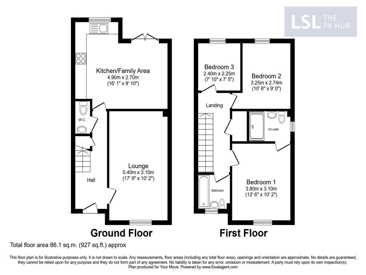 Floorplan of 3 bedroom Property for sale, Callerton, Newcastle upon Tyne, NE5