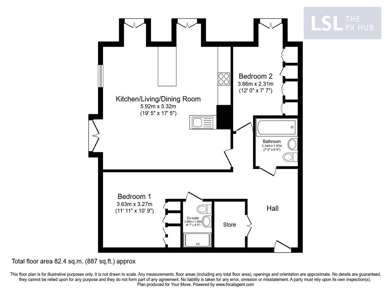 Floorplan of 2 bedroom  Property for sale, Dorchester, DT1
