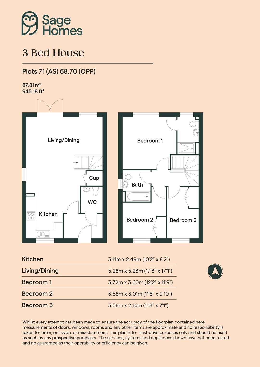 Floorplan of 3 bedroom Property for sale, Corby, Northamptonshire, NN17