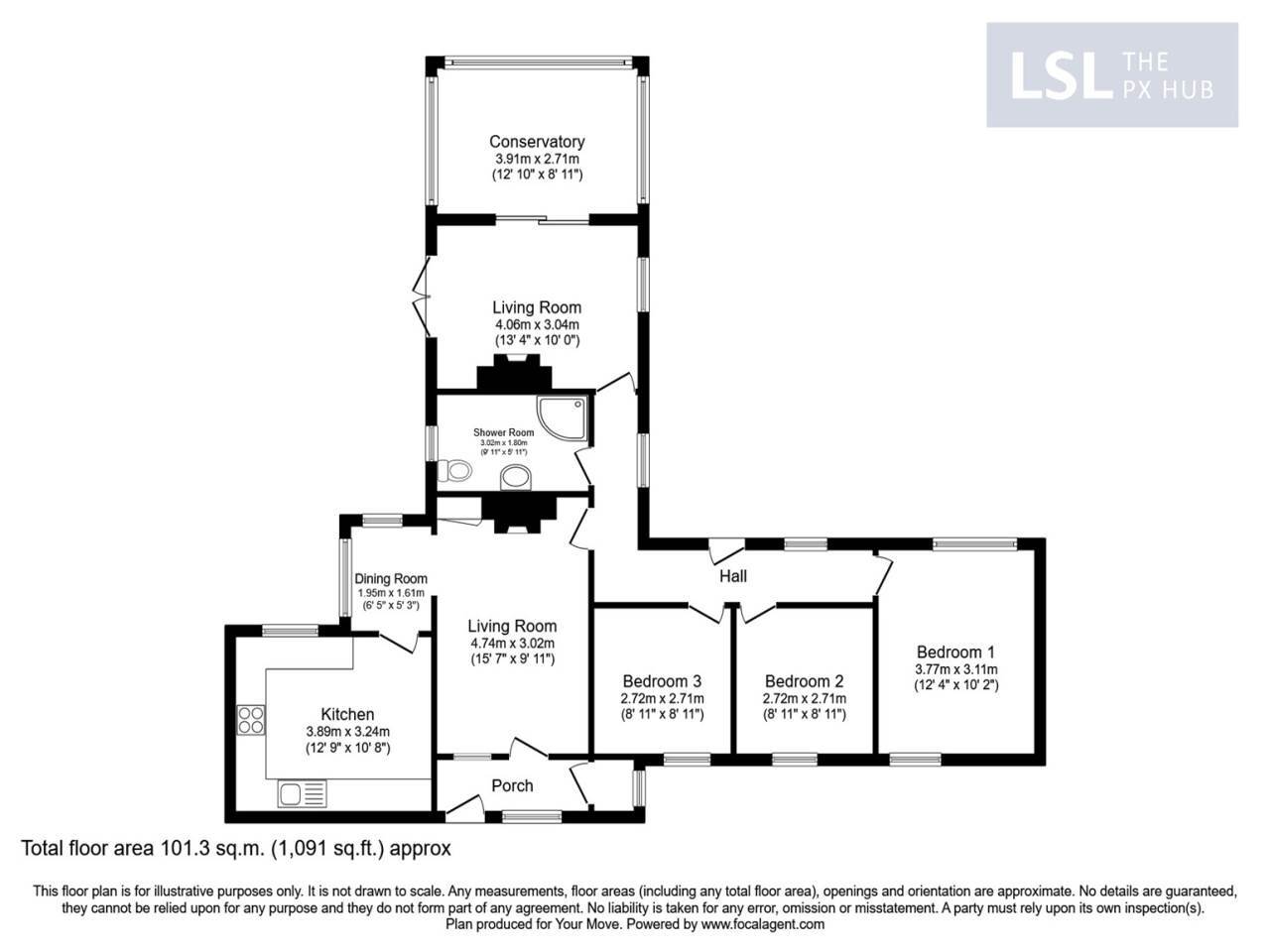 Floorplan of 3 bedroom  Property for sale, Prudhoe, Northumberland, NE42