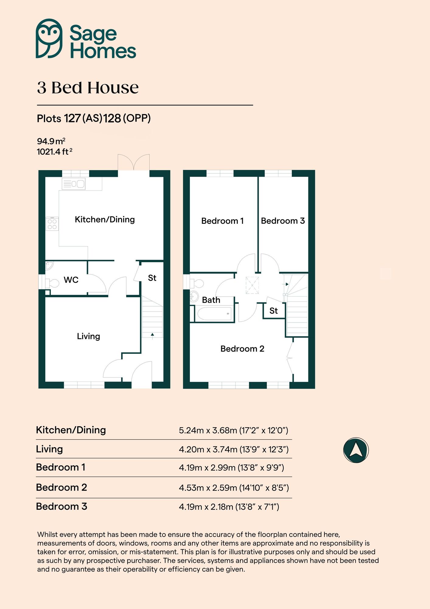 Floorplan of 3 bedroom  Property for sale, Chesterfield, Derbyshire, S43