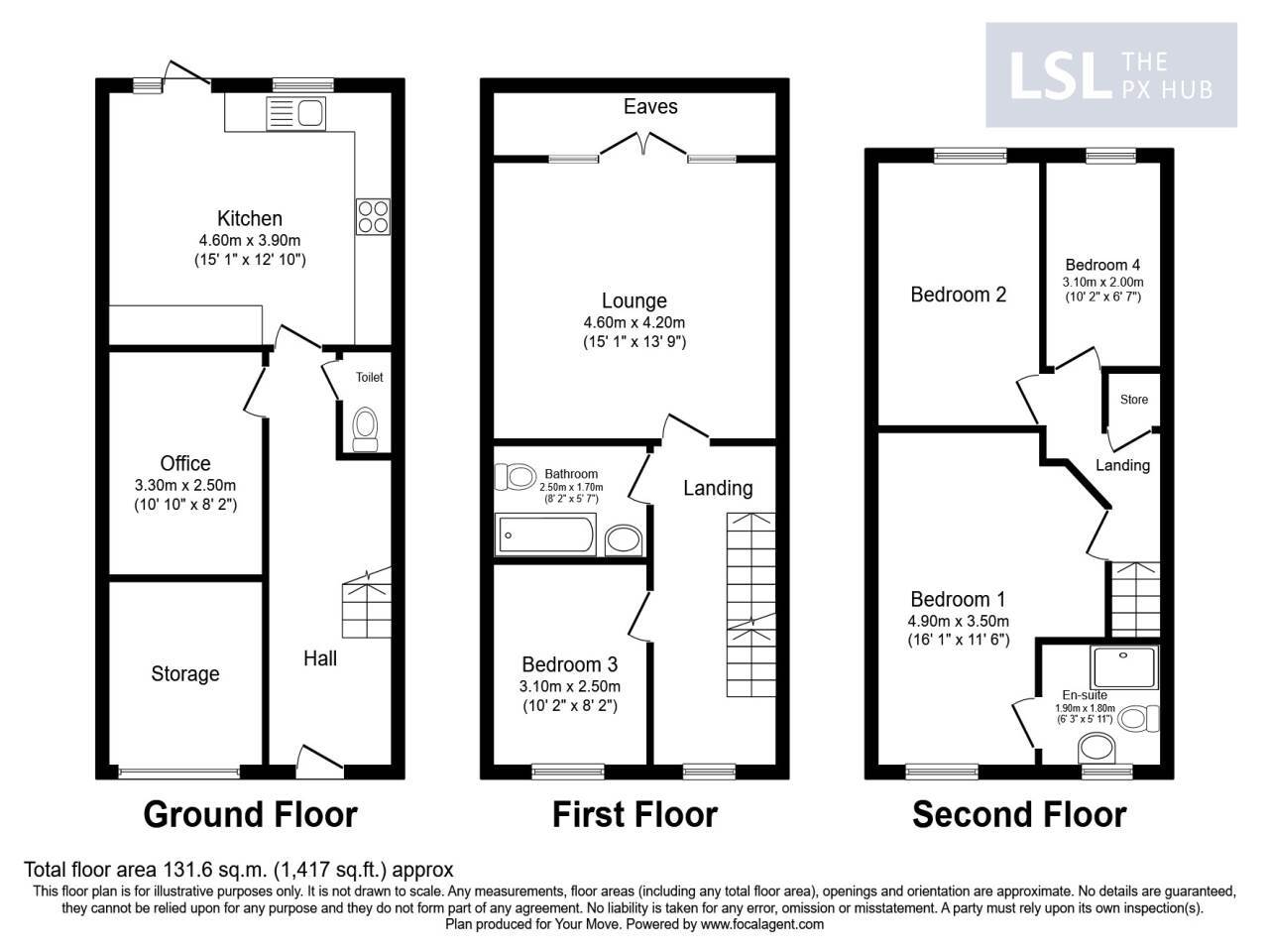 Floorplan of 4 bedroom Property for sale, Wingate, County Durham, TS28