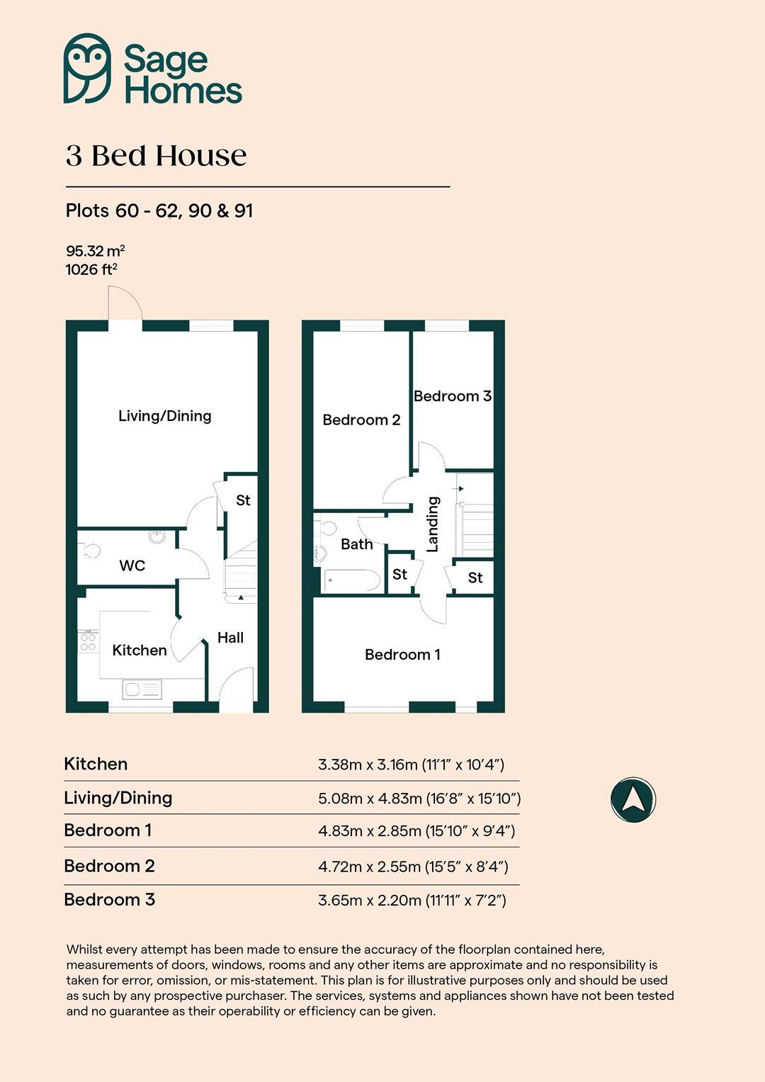 Floorplan of 3 bedroom Property for sale, Spalding, Lincolnshire, PE11