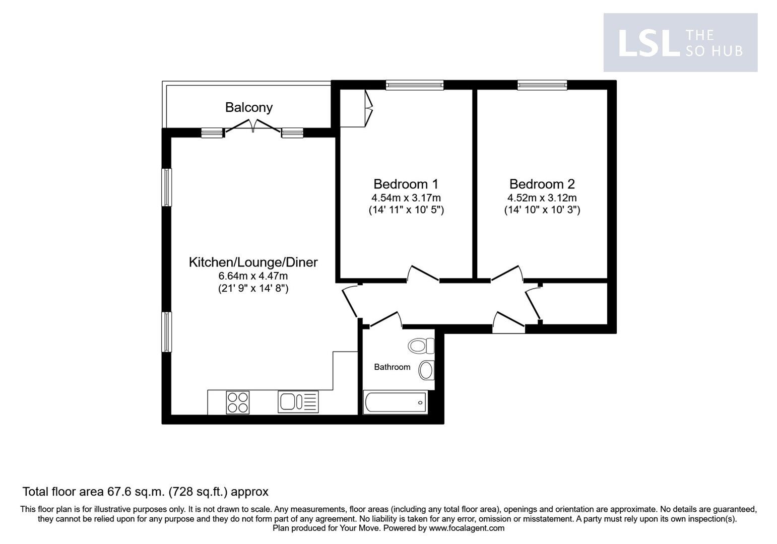 Floorplan of 2 bedroom  Property for sale, Collie Place, Houghton Regis, Bedfordshire, LU5