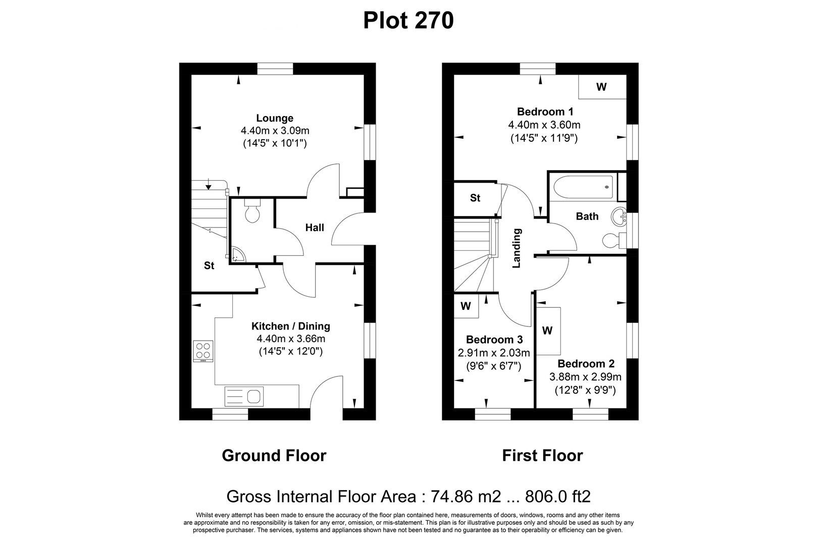 Floorplan of 3 bedroom Property for sale, Towcester, Northamptonshire, NN12