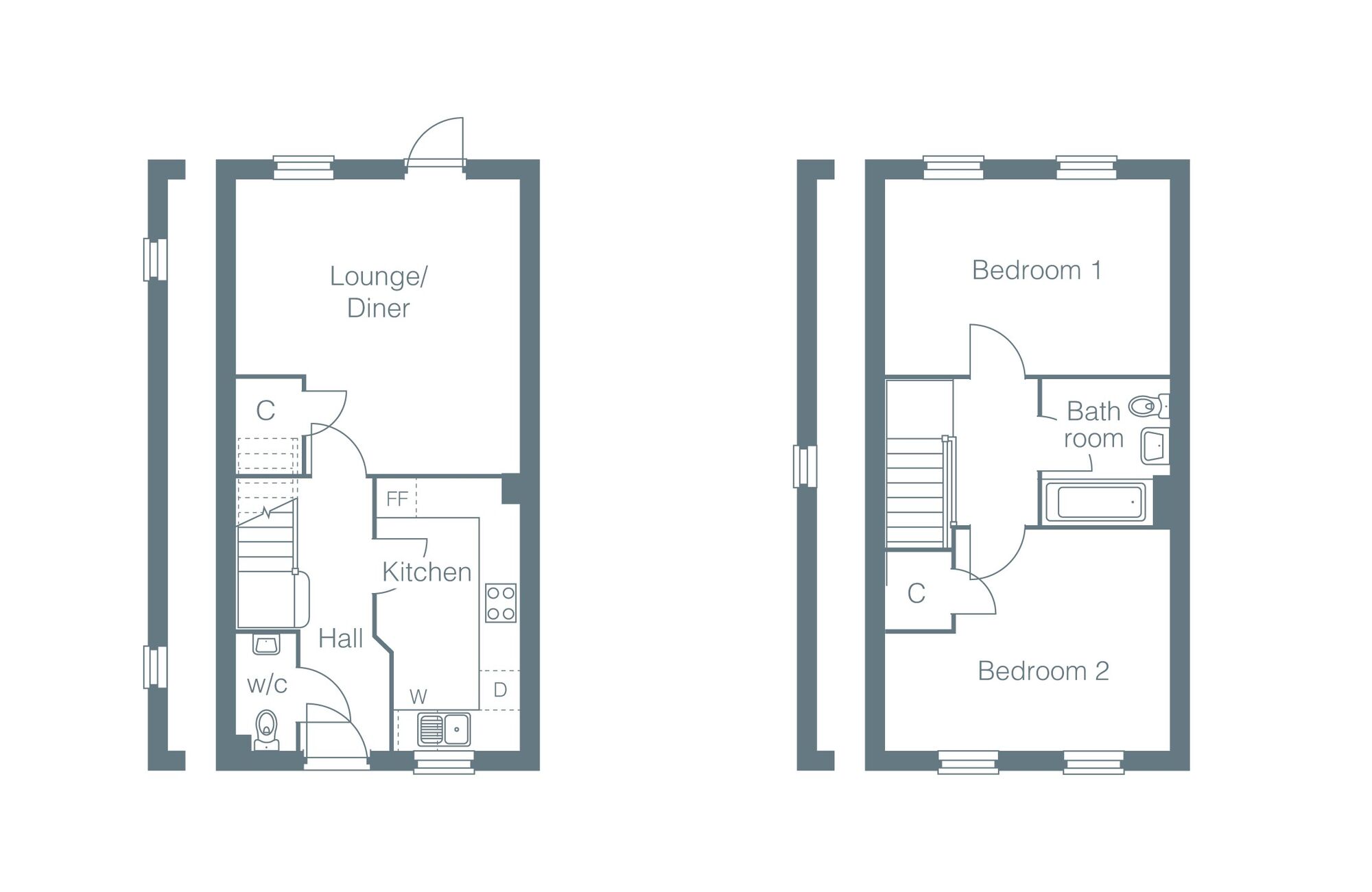 Floorplan of 2 bedroom Semi Detached House for sale, Cross Road, Walmer, Kent, CT14