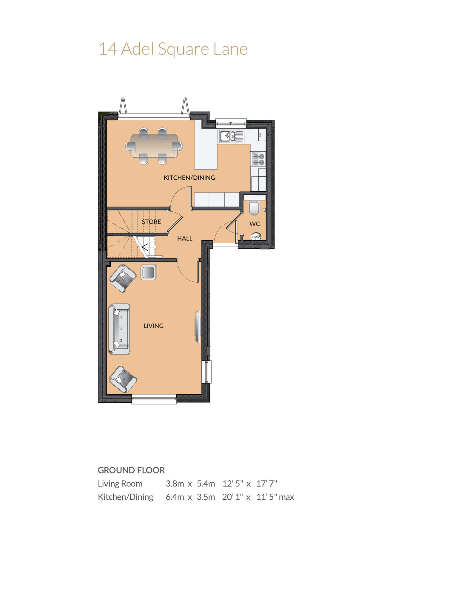 Floorplan of 4 bedroom Semi Detached House for sale, East Moor Lane, Adel, Leeds, LS16