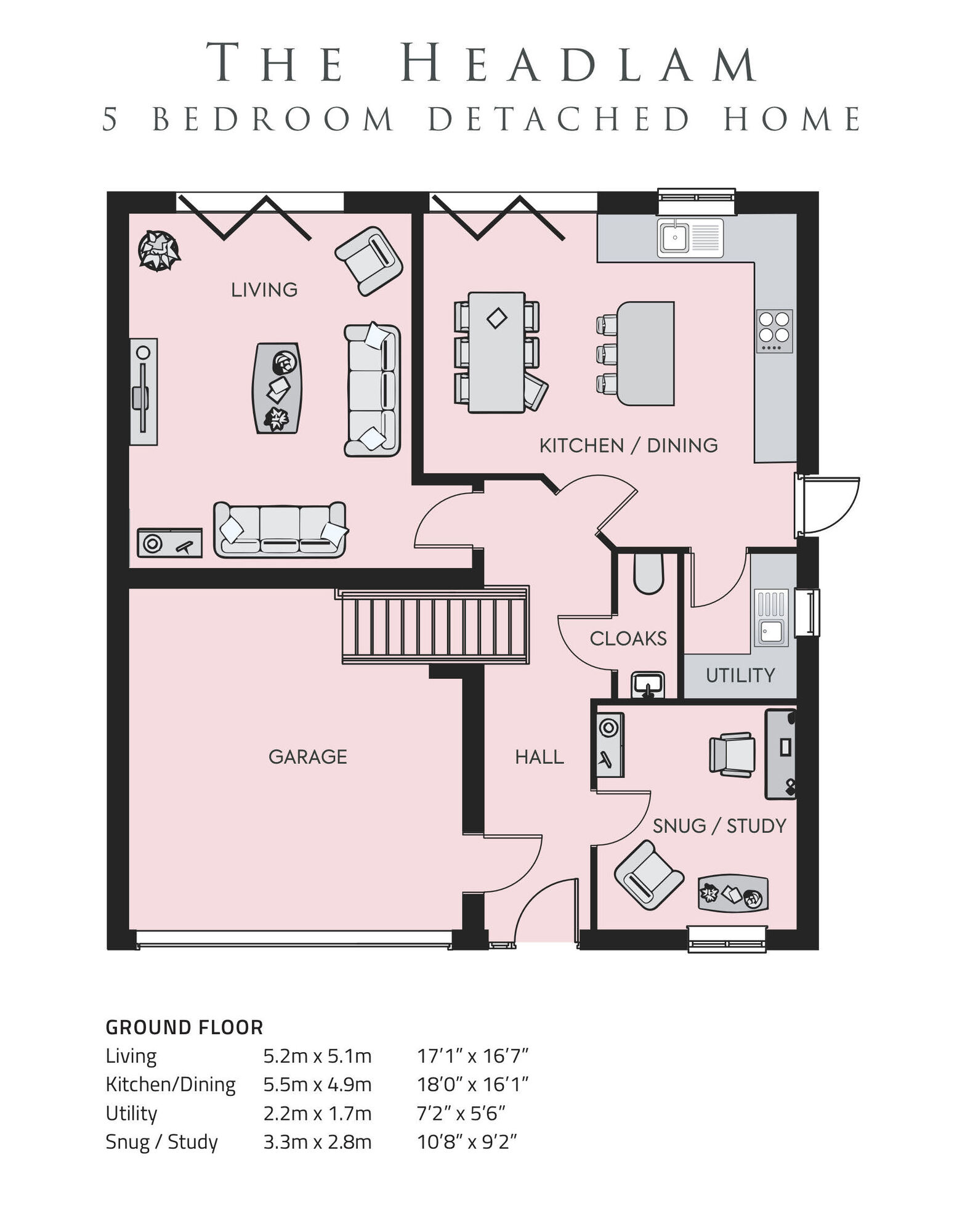 Floorplan of 5 bedroom Detached House for sale, Russell Close, Salters Lane, Sedgefield, TS21