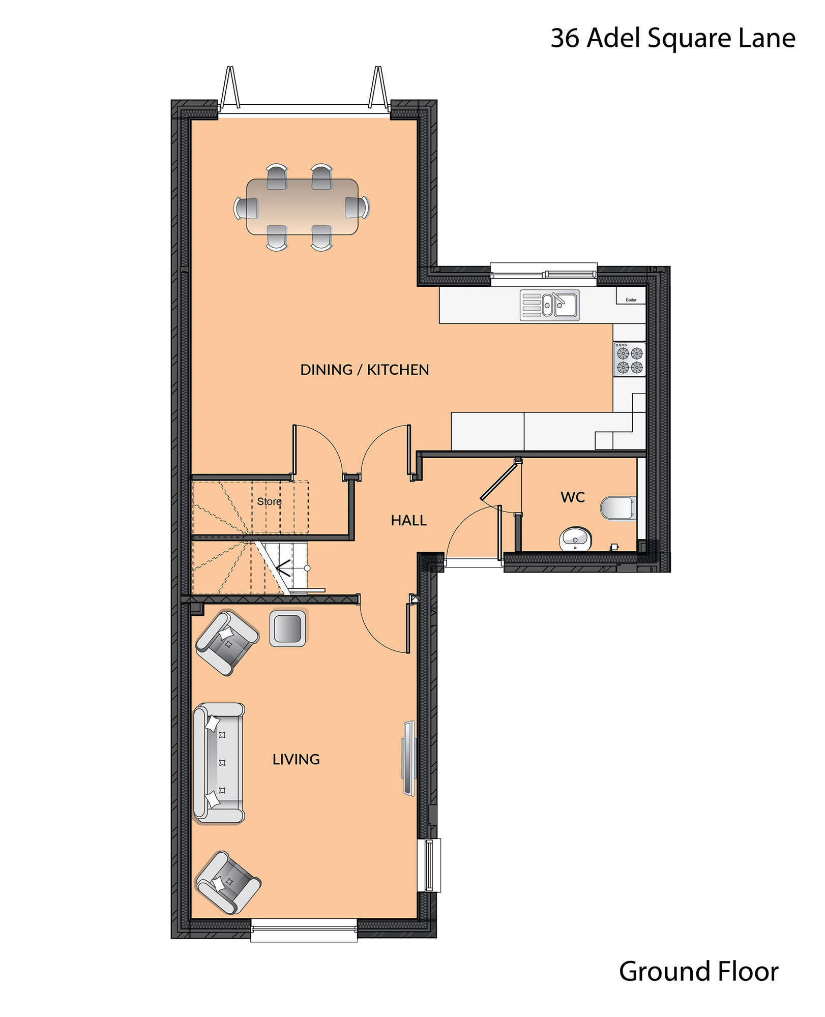 Floorplan of 4 bedroom Detached House for sale, East Moor Lane, Adel, Leeds, LS16