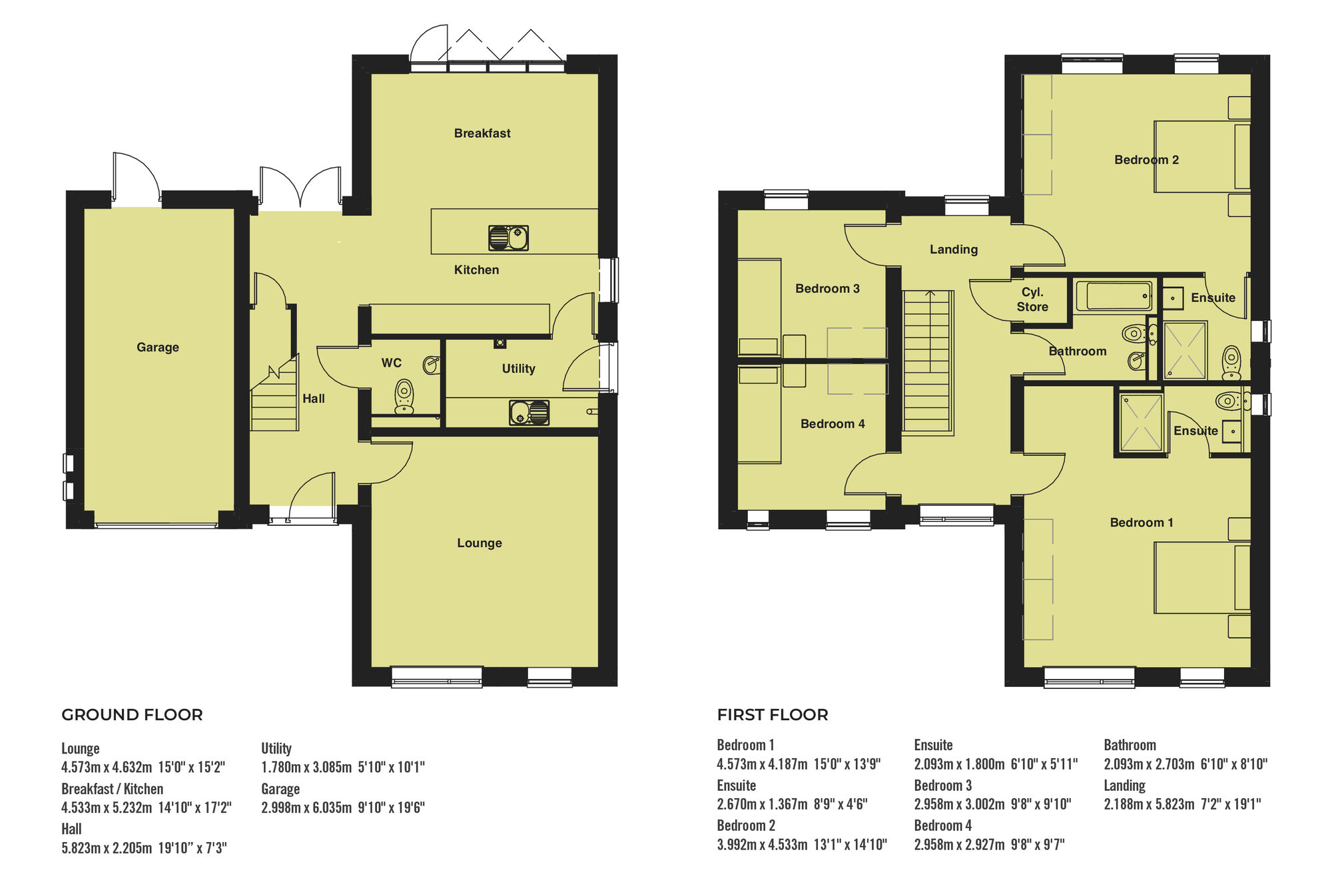 Floorplan of 4 bedroom Detached House for sale, Plot 48, The Meadows, High Leven, TS15