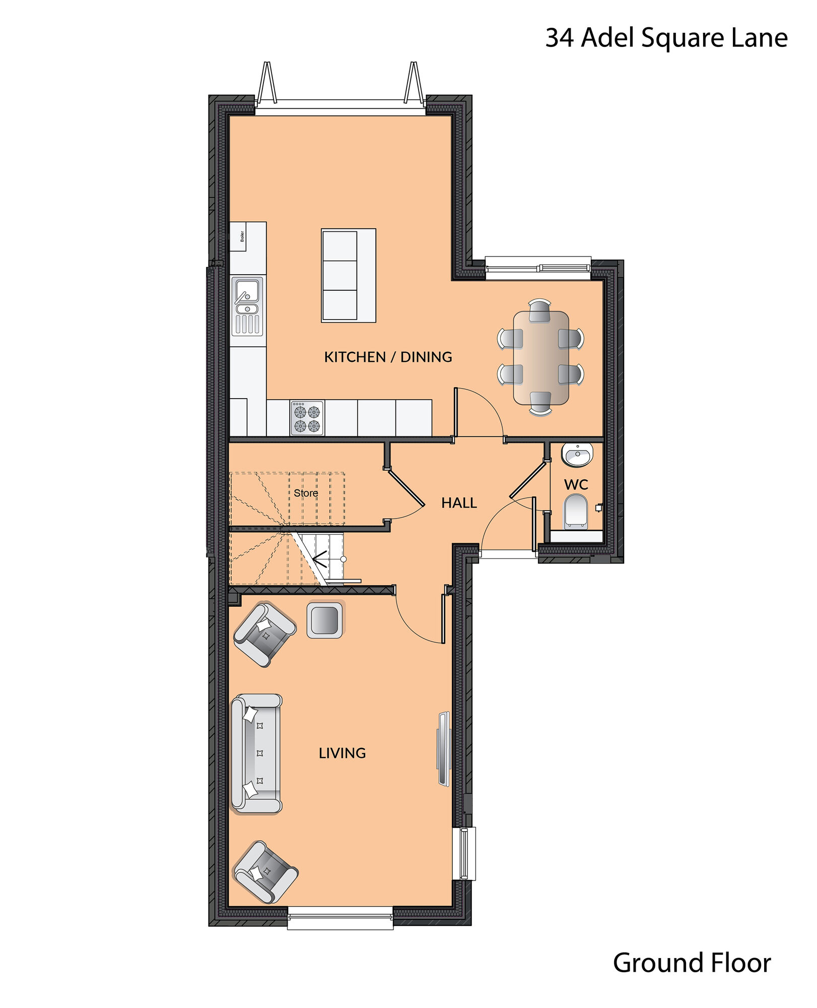Floorplan of 5 bedroom Detached House for sale, 34 Adel Sqaure Lane, Adel, Leeds, LS16