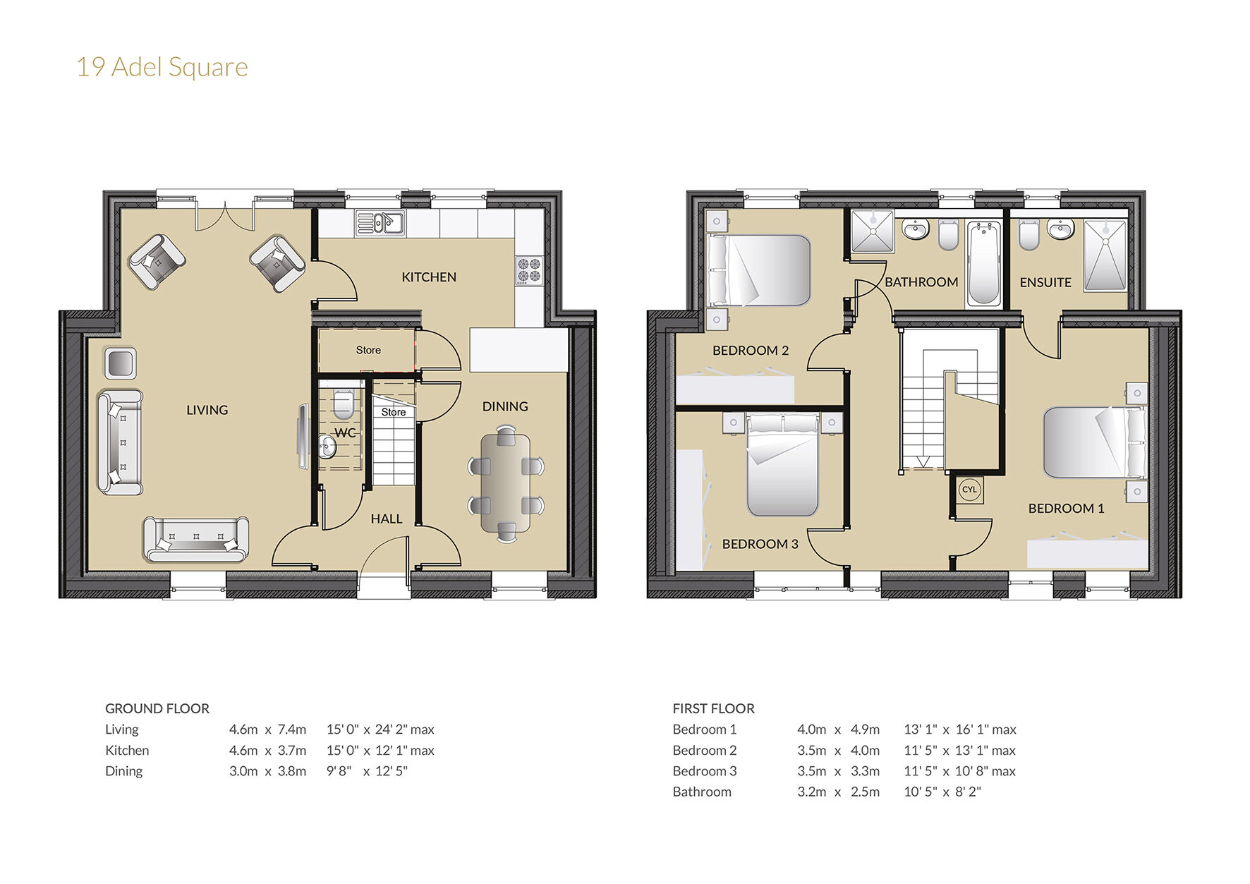 Floorplan of 3 bedroom Semi Detached House for sale, 19 Adel Square, Adel, Leeds, LS16